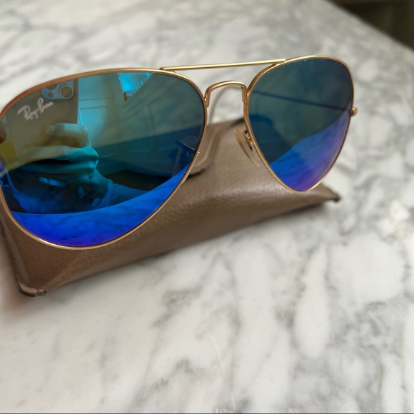 Ray Ban Large Aviator Flash Blue Mirror 3025 - Picture 3 of 10